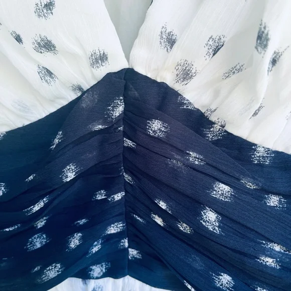 1.state Womens Colorblocked Tiered Maxi Dress New Ivory Dark Indigo Size 10 NWT - Picture 10 of 17